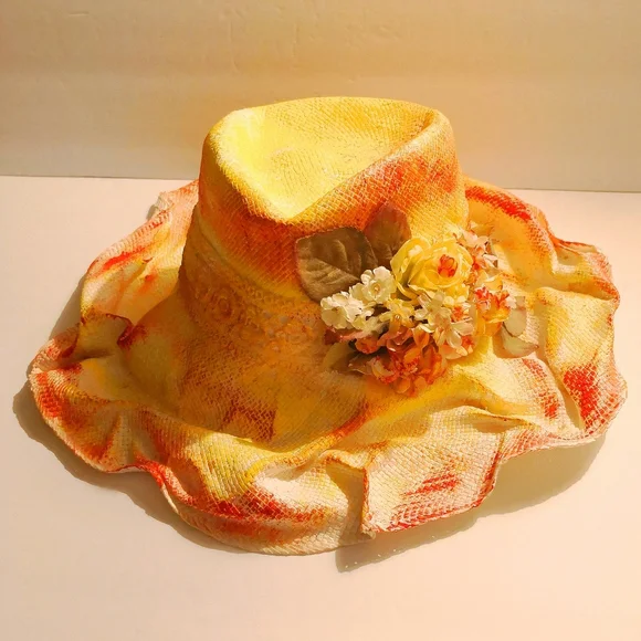 Vintage Orange Floral Cowboy Hat Accessories | Vintage Orange Floral Cowboy Hat | Poshmark main image 3